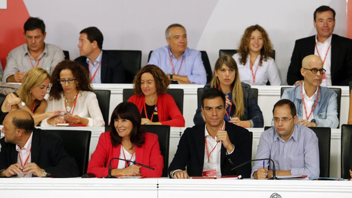 Pedro Sánchez, secretario general del PSOE, durante el comite federal del partido celebrado en la sede socialista, este sábado