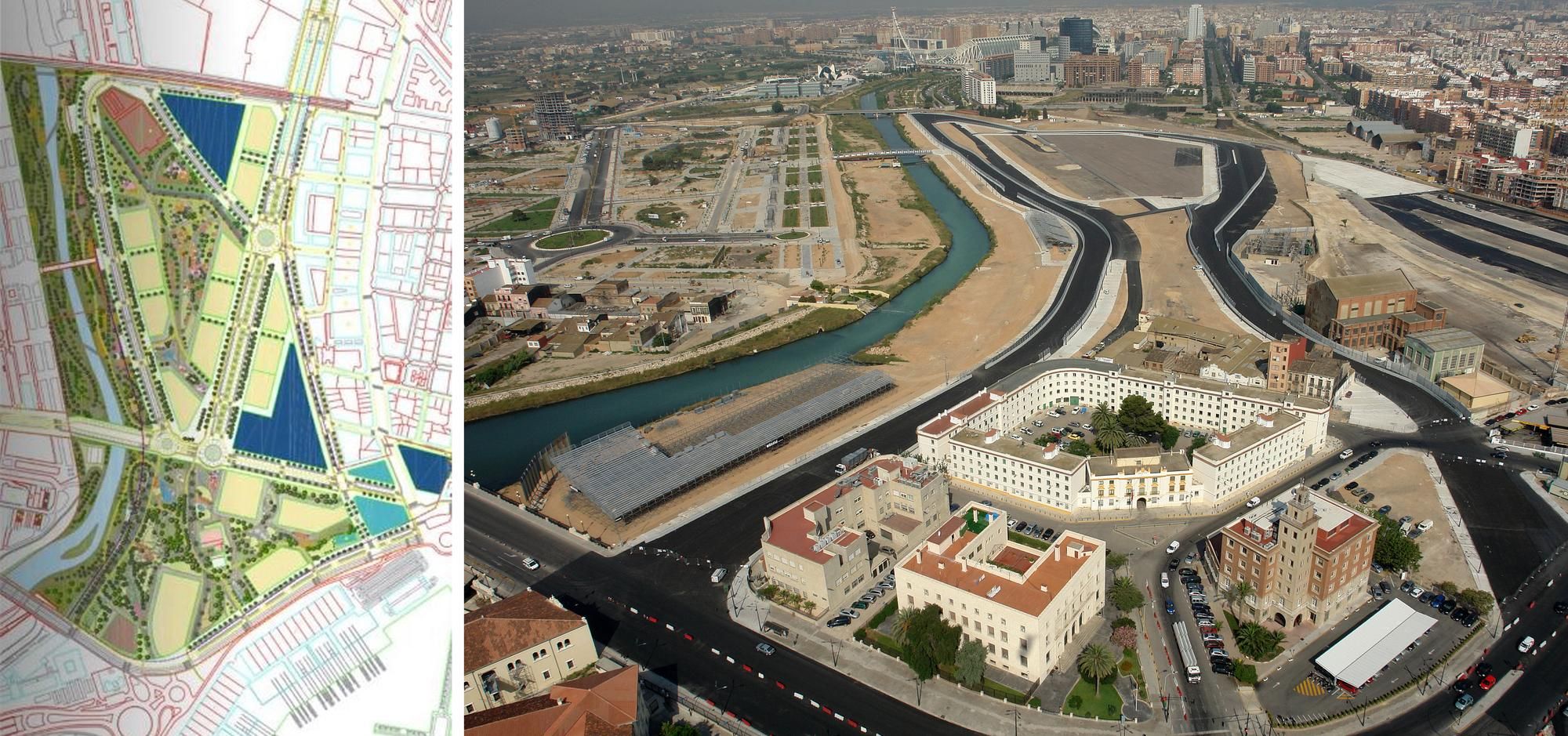 El cuartel de Cantarranas ocupa la manzana donde están proyectadas las torres más altas. del PAI del Grao