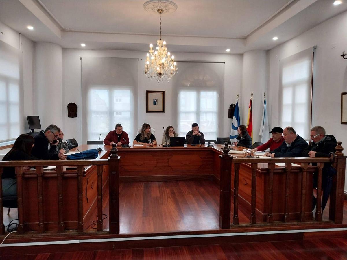 Una de las últimas mesas de negociación sindical celebradas en el Concello de Bueu.