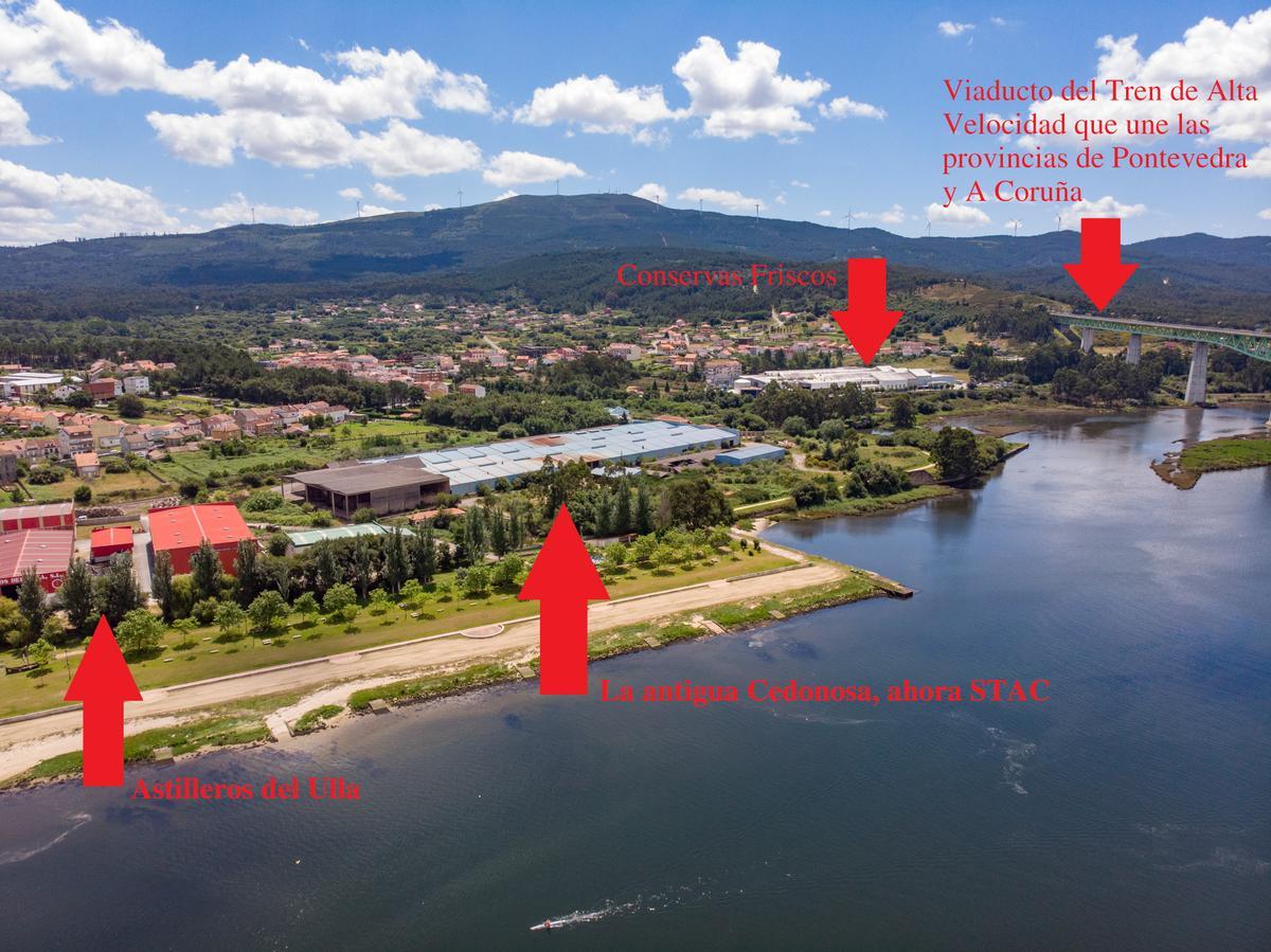 Imagen en la que se muestra la ubicación de la que será nueva factoría de STAC, a orillas del río Ulla. | // FDV