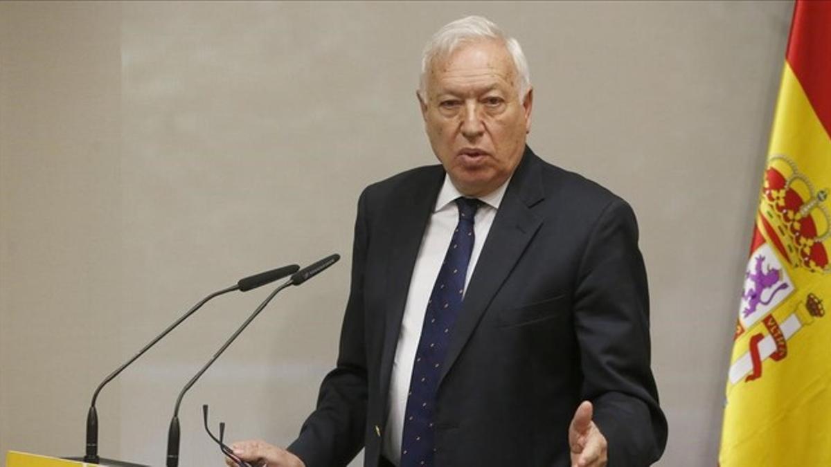 El ministro de Exteriores, José Manuel García-Margallo, este jueves durante la presentación de un libro.