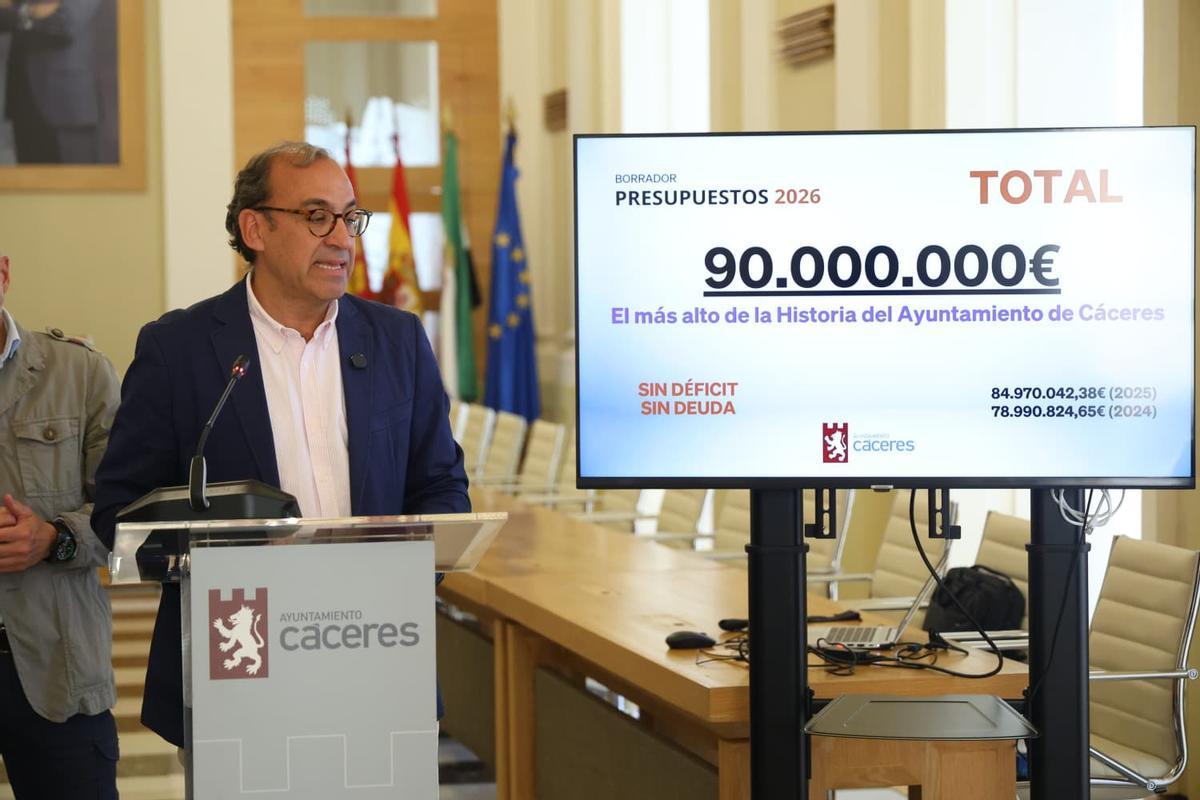 Rafa Mateos presenta el mayor presupuesto de la historia de Cáceres.