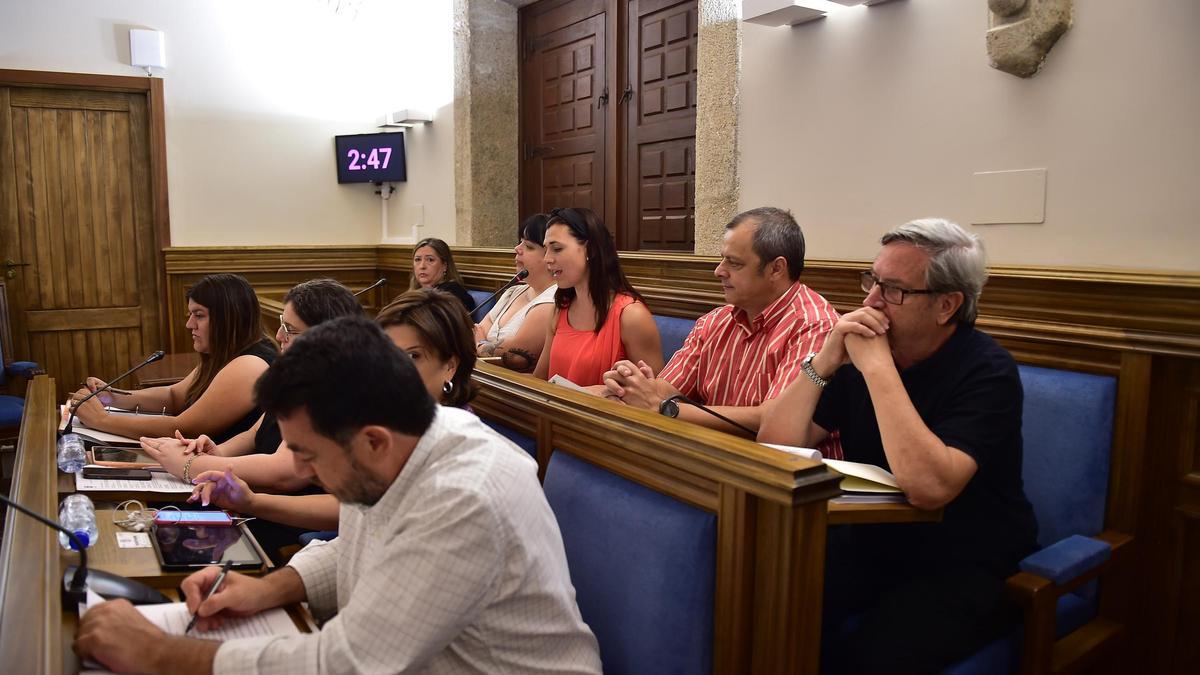 Unidas Podemos, que presentó la moción del voto telemático, en un pleno.