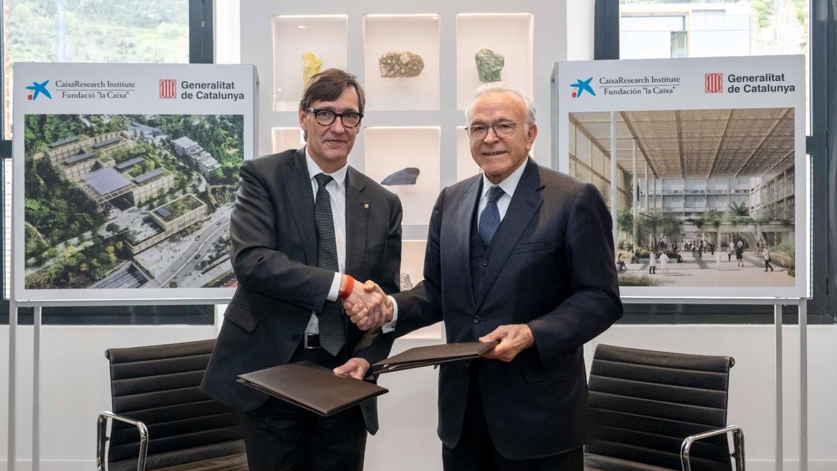 El president Illa e Isidre Fainé, presidente de la Fundació La Caixa.