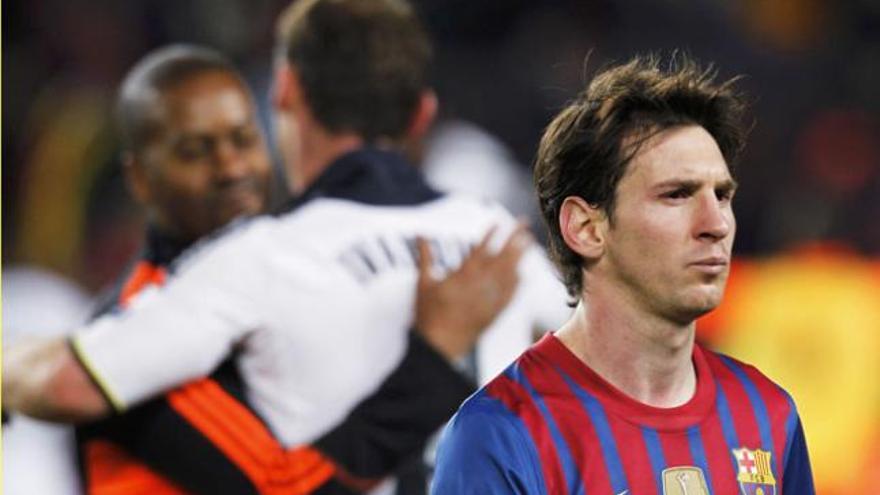 Messi al final del partido ante el Chelsea.