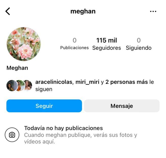 La cuenta de Instagram de Meghan Markle