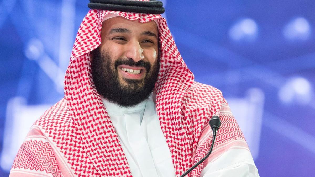 El príncipe heredero, Mohammed bin Salmán, durante su discurso durante el &quot;Davos del desierto&quot; en Riyad.