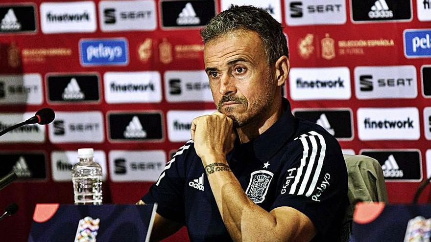 Luis Enrique durante una rueda de prensa.