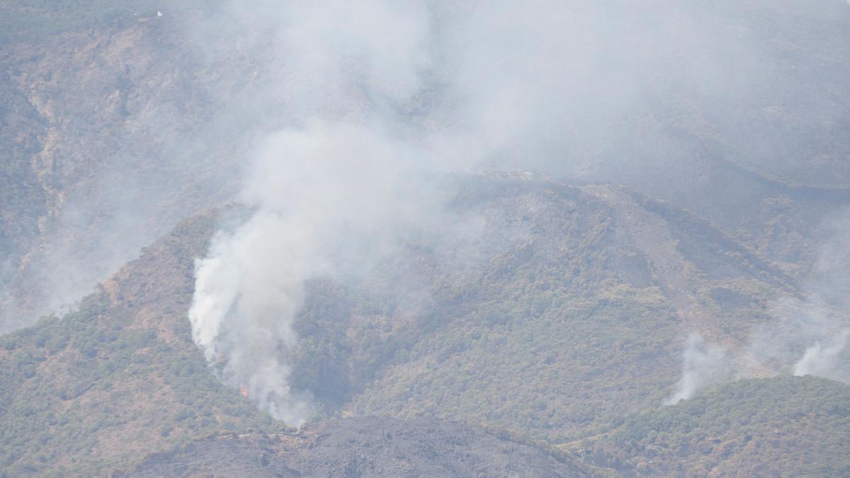 Tercera jornada de trabajos de extinción del incendio en Sierra Bermeja.