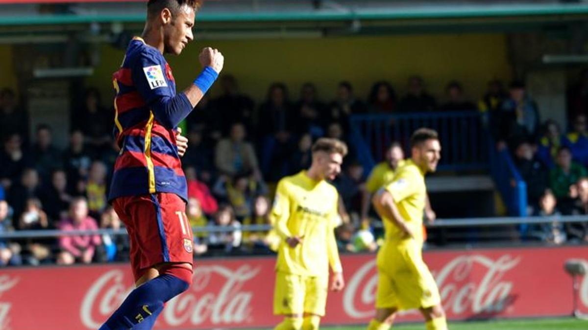 Neymar celebra su gol en El Madrigal