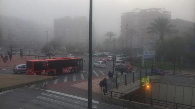 Niebla en la entrada a Murcia esta mañana
