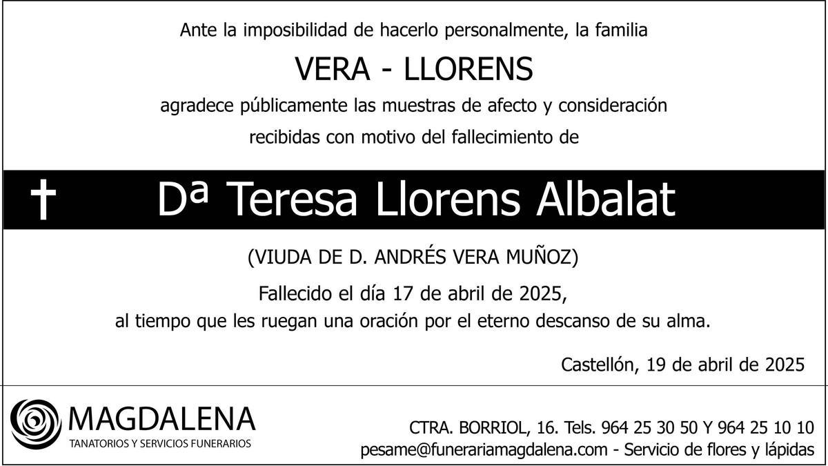 Dª Teresa Llorens Albalat