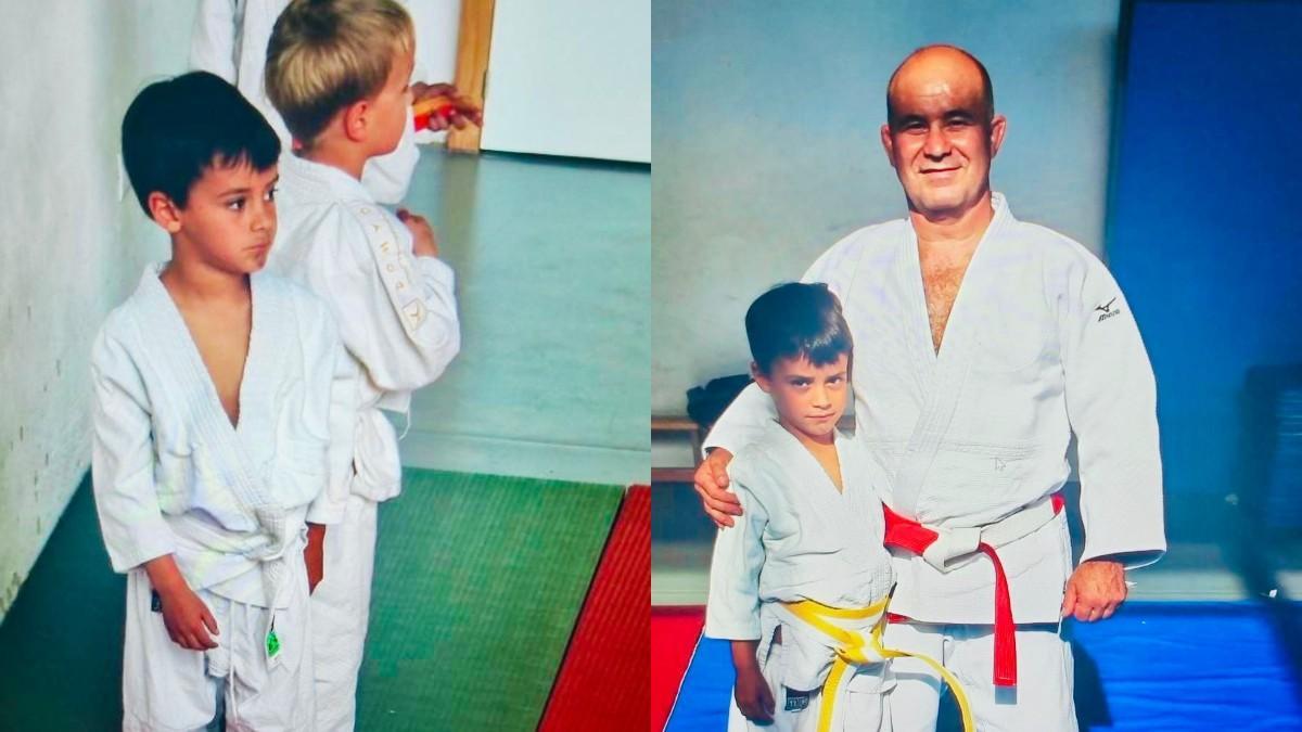 Un joven Miguel Navarro practica sus primeras clases de judo