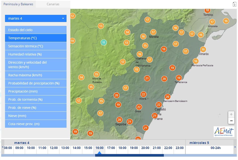 Previsión de la Agencia Estatal de Meteorología para el martes en la provincia.