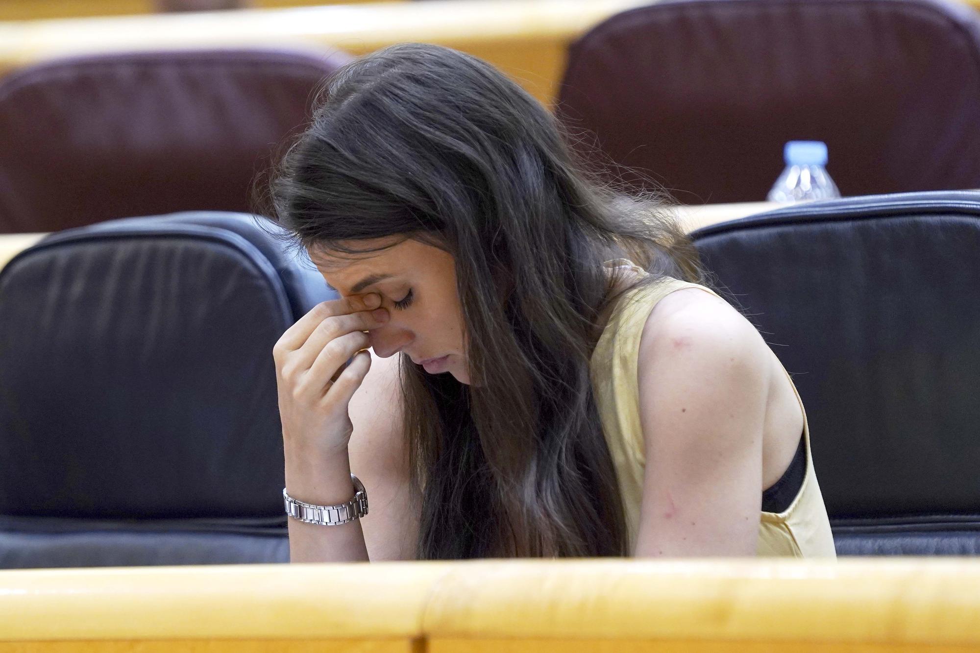 Irene Montero, en una sesión de control en el Senado.