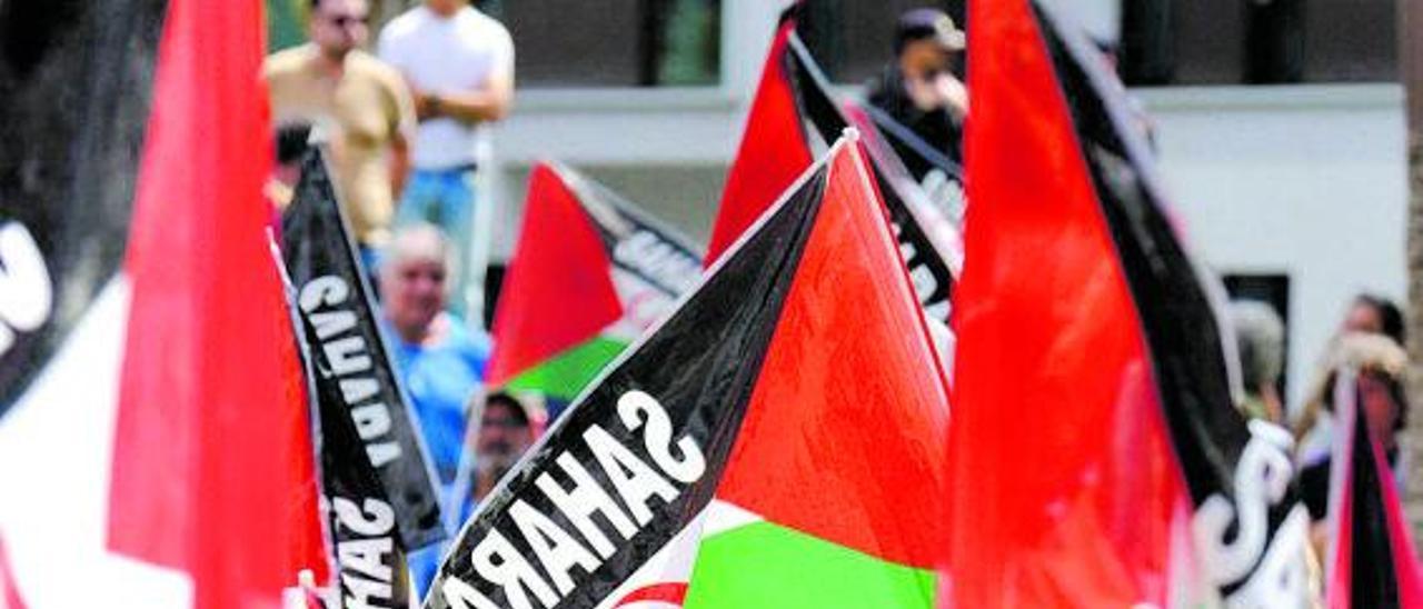 Manifestación a favor de la autodeterminación del Sáhara en la capital grancanaria.