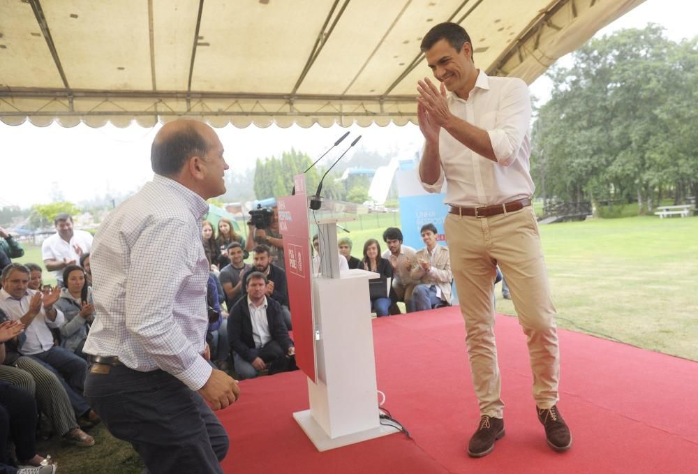 Pedro Sánchez y Leiceaga en Cerceda