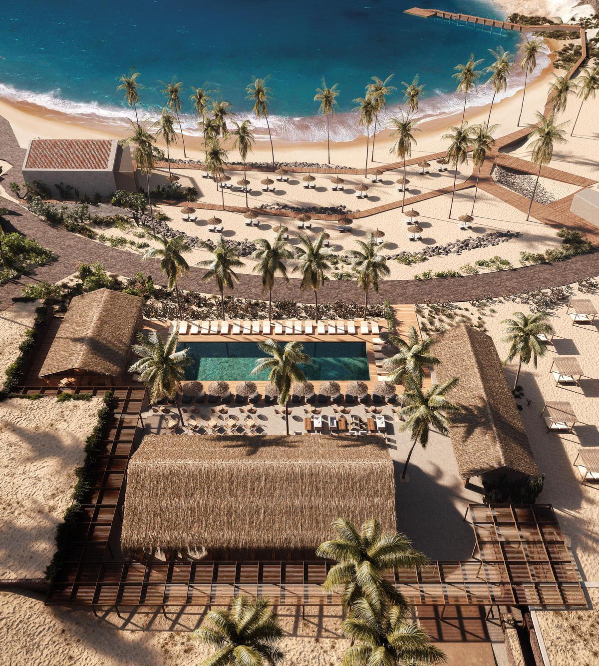 El club de playa previsto por el proyecto de la urbanización de Cuna del Alma, en la costa de Adeje, afectado por la investigación judicial.