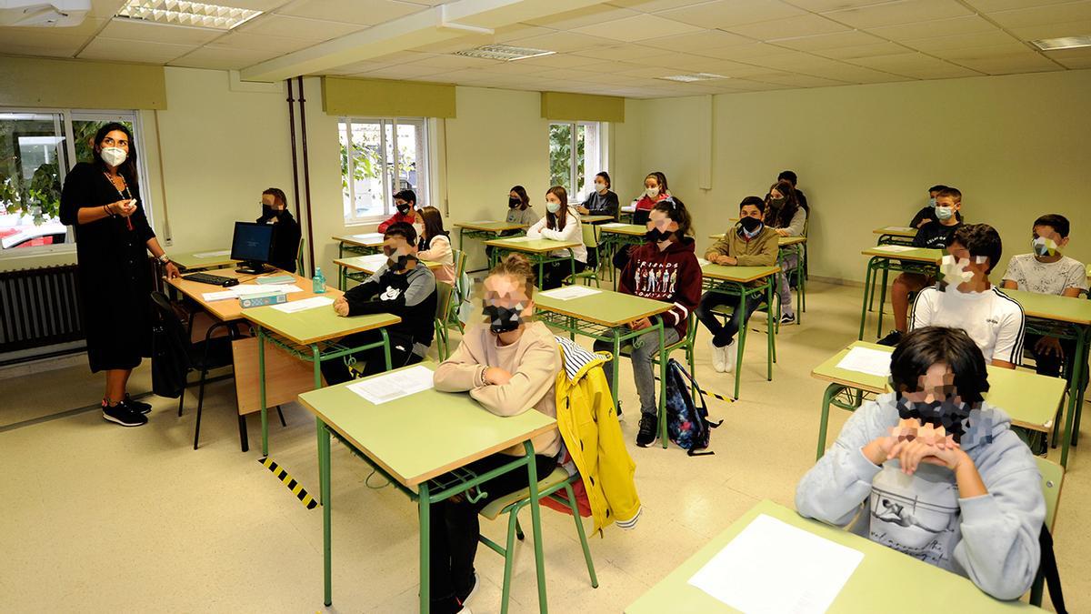 Clase en un colegio de Galicia durante la pandemia