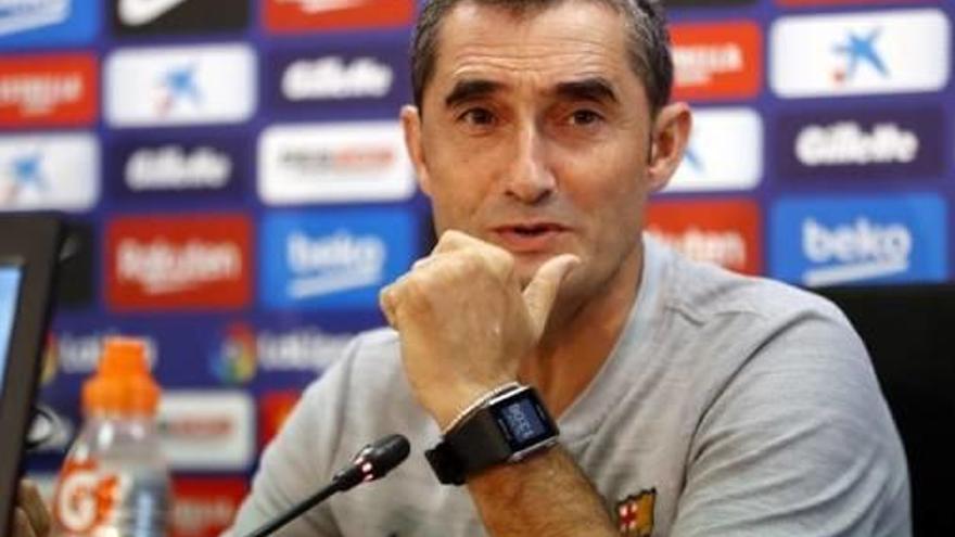 Ernesto Valverde durant la roda de premsa prèvia al partit