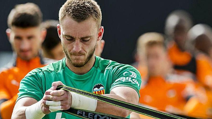 Cillessen, durante el entrenamiento de este domingo.