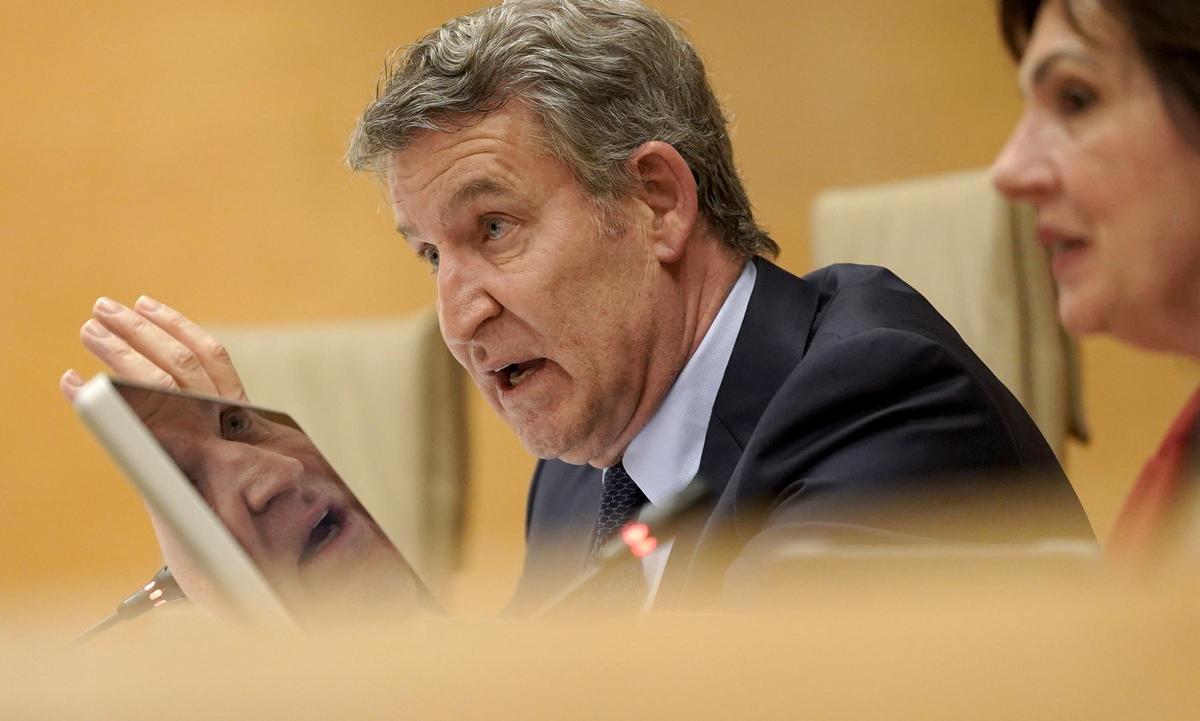 Alberto Núñez Feijóo, durante su comparecencia en la comisión de investigación de la Dana en Valencia