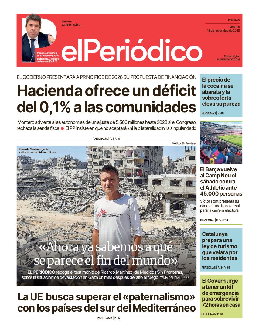 La portada de EL PERIÓDICO del 18 de noviembre de 2025