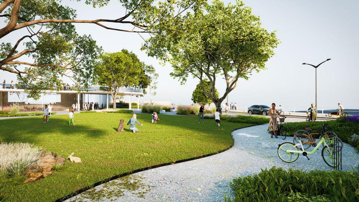 Sobre estas líneas, una de las «islas» que Eloy Calvo propone en su proyecto para la playa verde del Rinconín. A la izquierda, el arquitecto. |