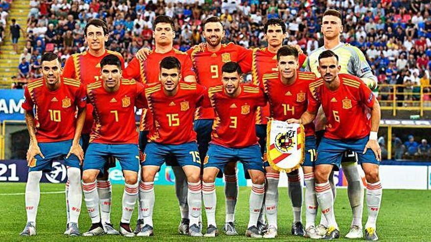 El once inicial de la selección española sub 21 que se enfrentó anoche a Italia.