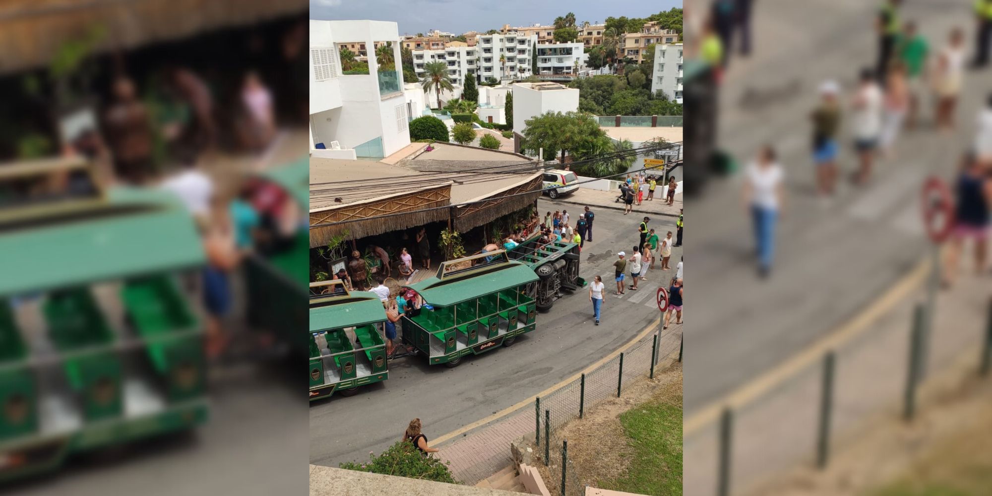 Once heridos la volcar un tren turístico en Mallorca