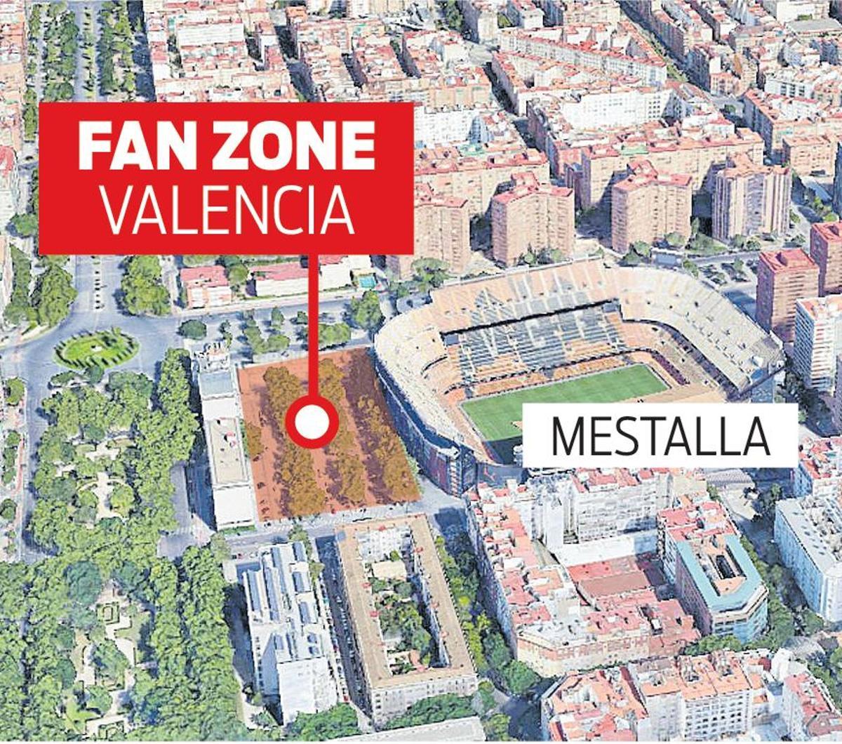 Esta será la ubicación de la Fan Zone de Mestalla