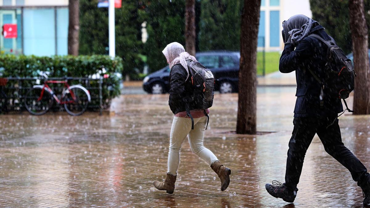 Día de lluvia en Barcelona, en abril del año pasado.