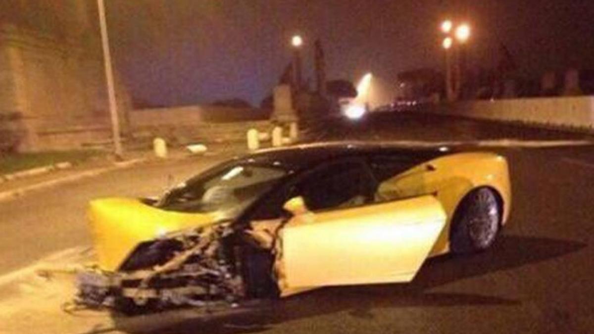 Así quedó el Lamborghini de Keita tras el accidente