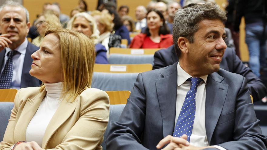 Pilar Bernabé y Carlos Mazón, en la toma de posesión del nuevo presidente del TSJCV, Manuel José Baeza
