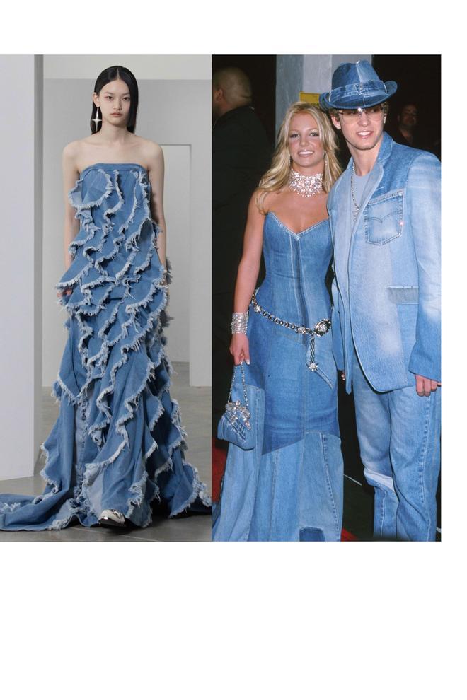 Britney Spears Justin Timberlake look vestido denim american music awards 2001