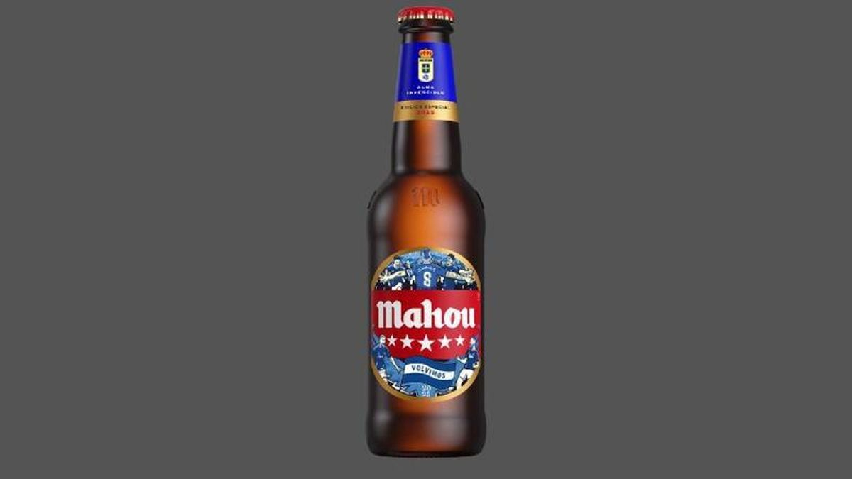 La botella edición especial de Mahou por el ascenso del Oviedo