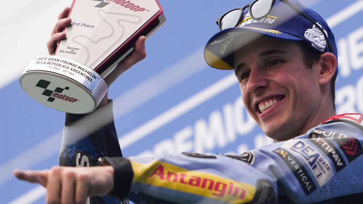 Álex Márquez, en el podio de Argentina este domingo