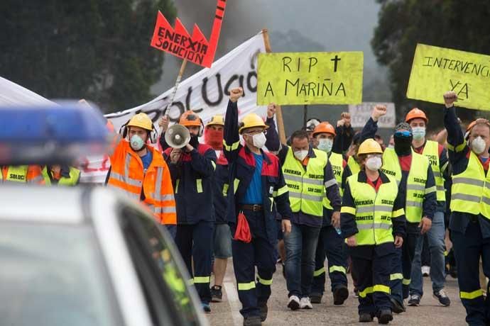 Protestas contra los despidos en Alcoa San Cibrao