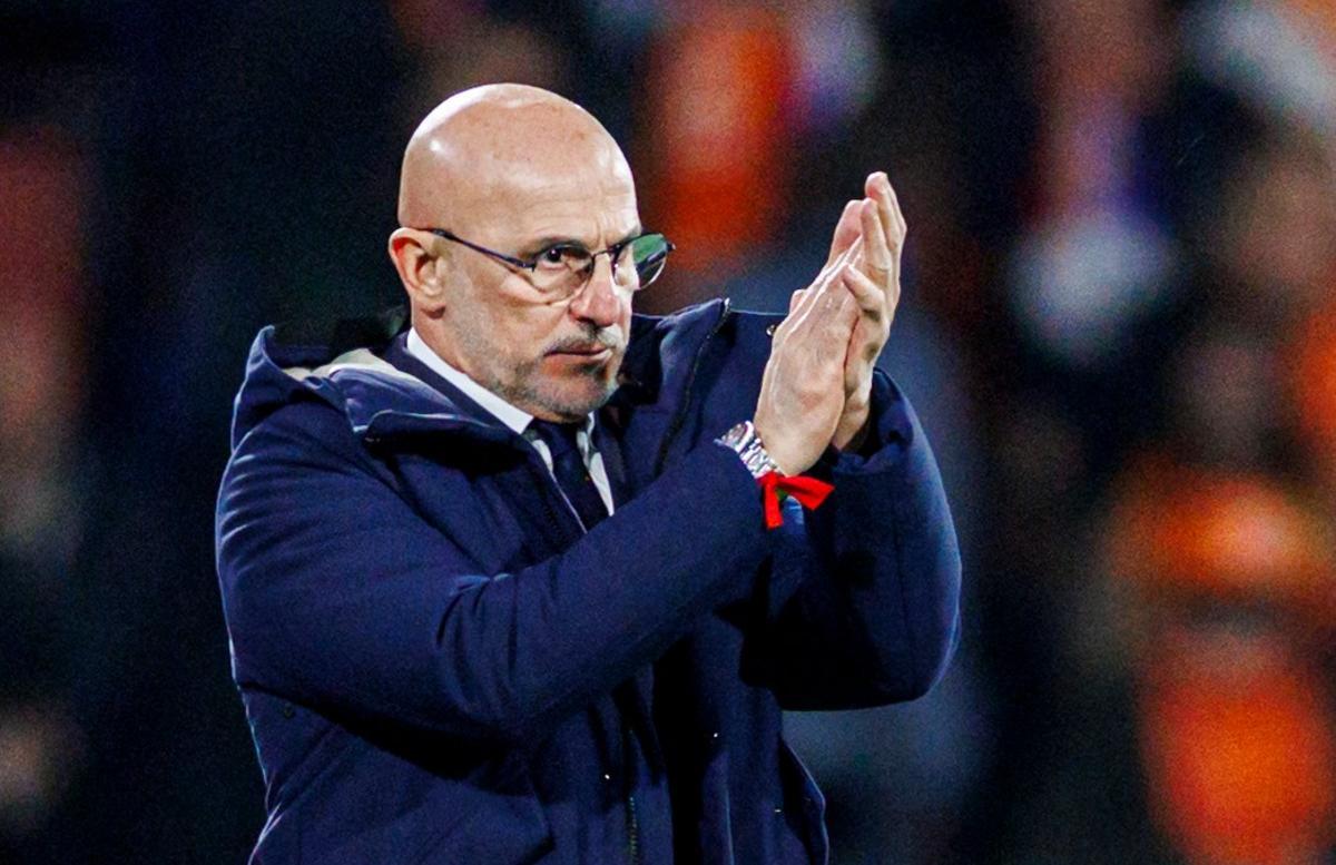 Luis de la Fuente en el partido frente a Países Bajos