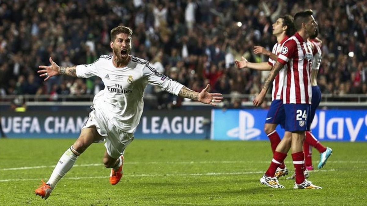 Ramos celebra el gol del empate en el tiempo añadido del segundo tiempo.