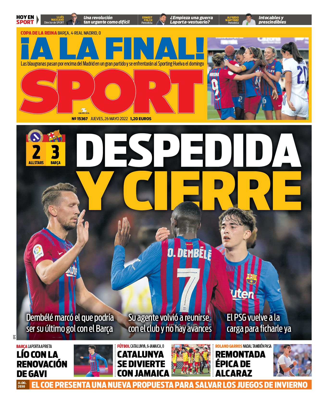 Esta es la portada de SPORT