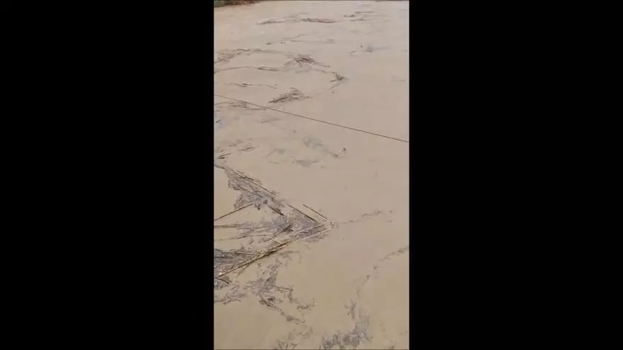 Crecida del río Guadalhorce a su paso por el puente de hierro de la Estación de Cártama