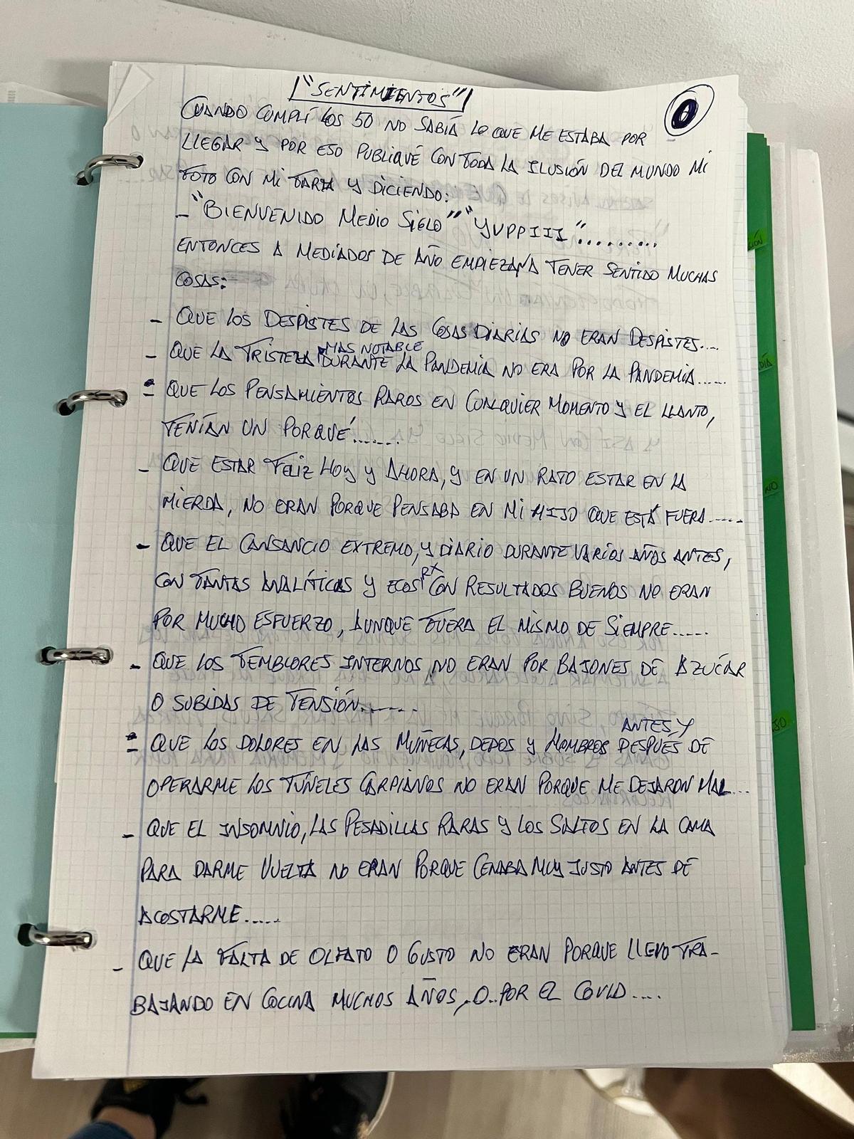 La carte escrita por María Candelaria