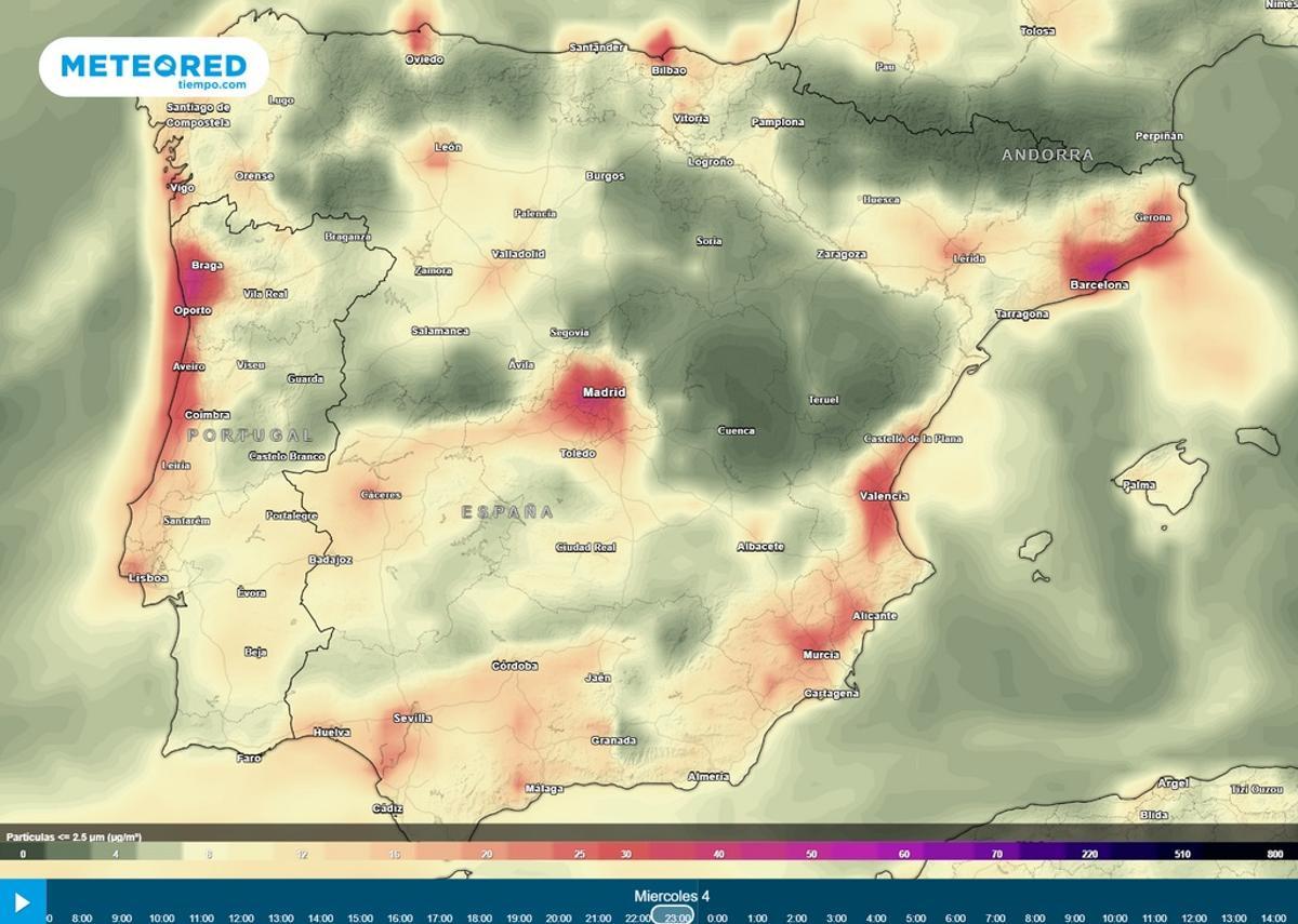 Algunas ciudades españolas pueden duplicar los niveles de partículas PM2.5 estos días