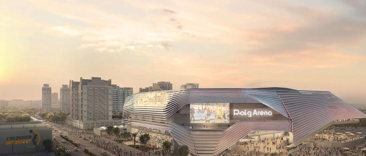 Recreació de com serà el Roig Arena que el president de Mercadona construeix a València.