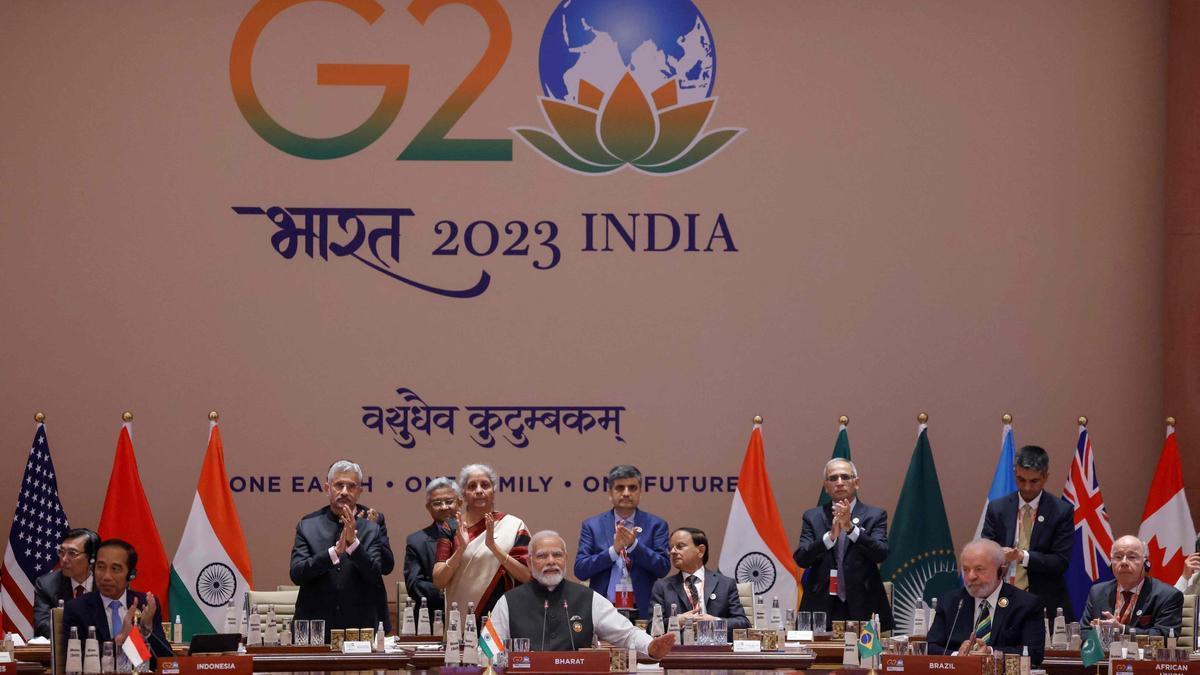 El presidente indio Narendra Modi preside la cumbre del G20.
