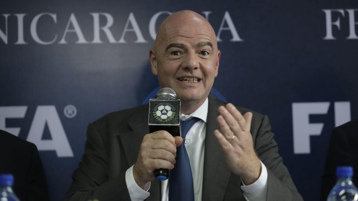 El presidente de la FIFA, Giani Infantino, durante su vista a Nicaragua en el verano de 2022