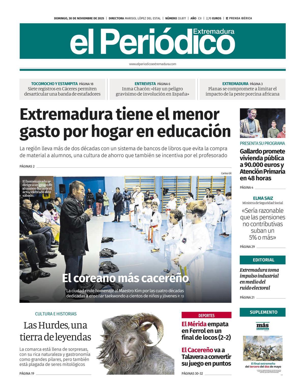 Consulta la portada correspondiente al día 30 de noviembre de 2025
