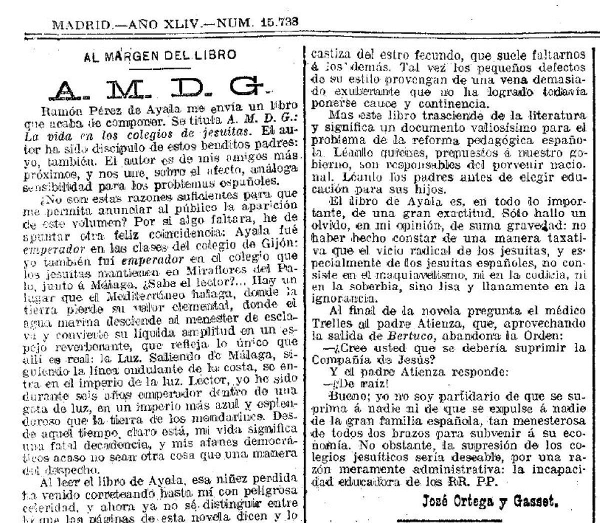 Extracto de la reseña de 1910.