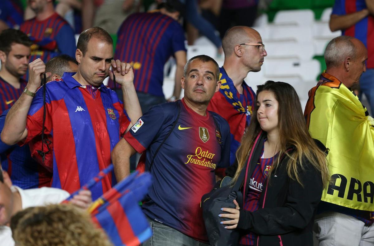 Aficionados del Barça tras la final de Copa de 2019